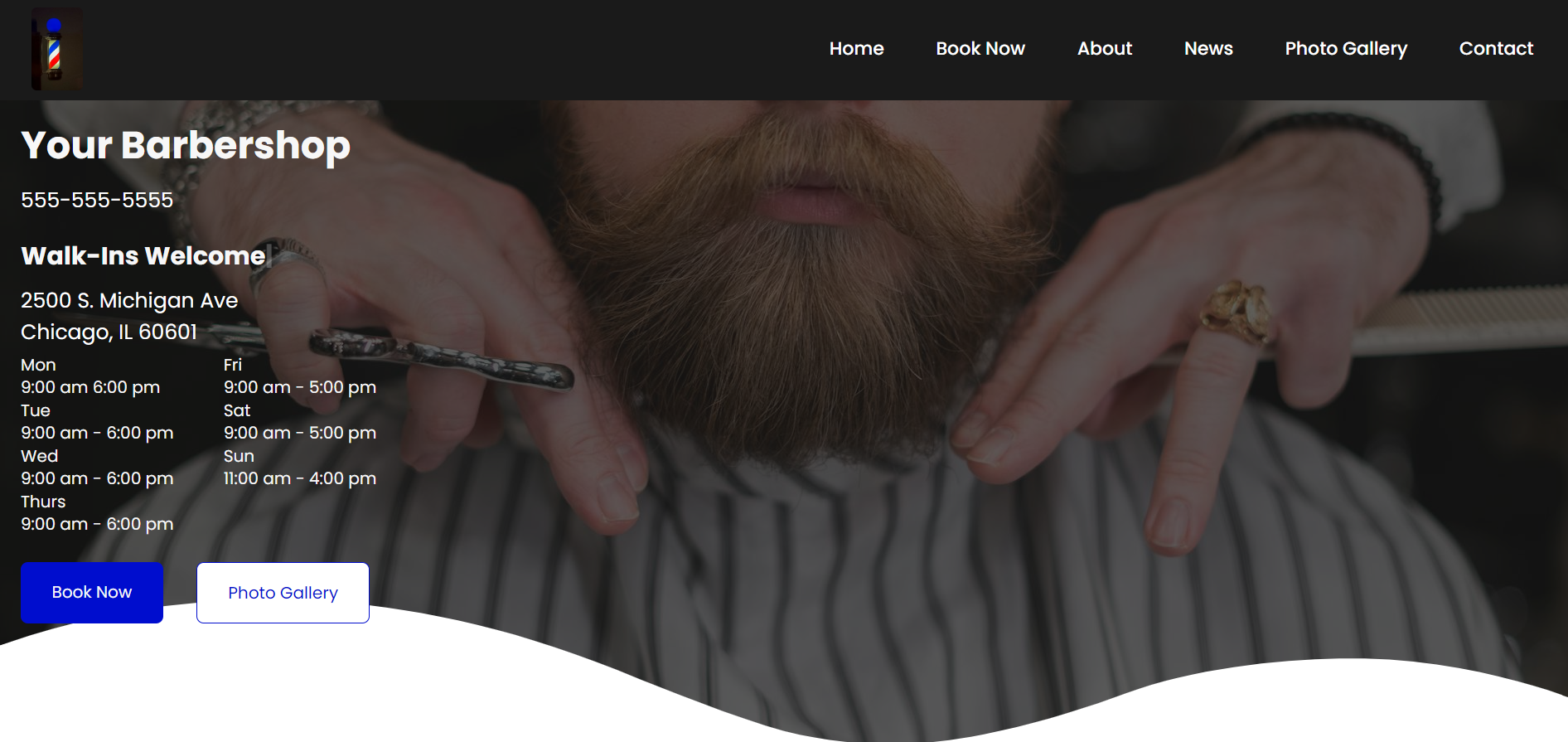 barbershop landing page